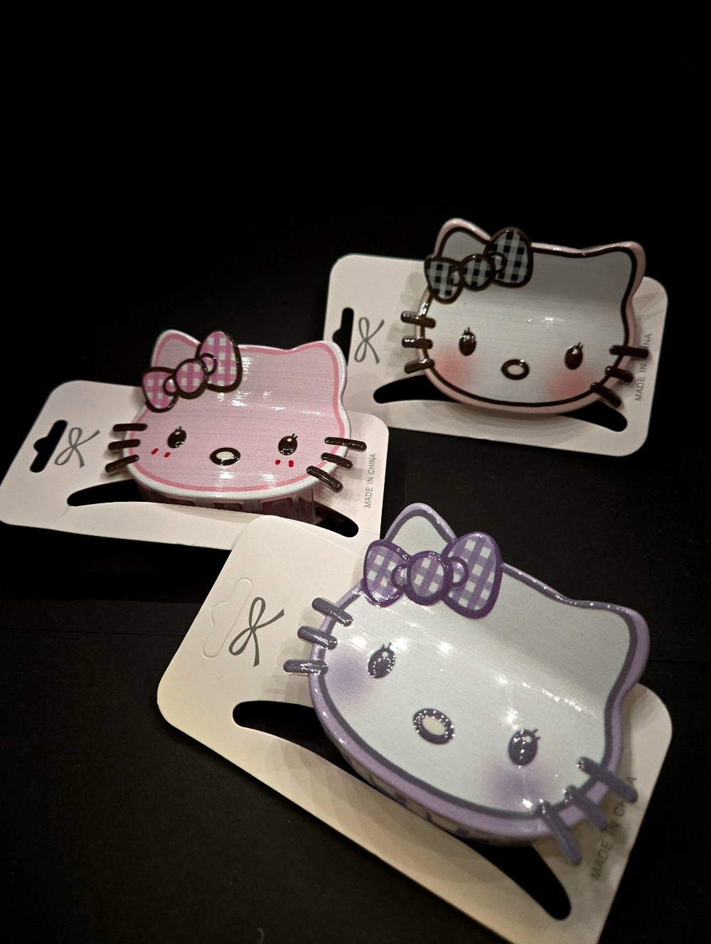 Kitty-Inspired Face Hair Claws Set of 3  - Pastel Pink, Lavender, White